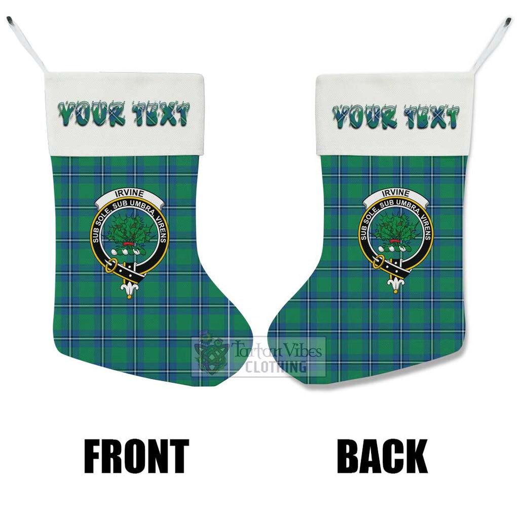 Tartan Vibes Clothing Irvine Tartan Family Crest Christmas Stocking with Personalized Text