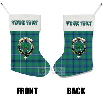 Irvine Tartan Family Crest Christmas Stocking with Personalized Text