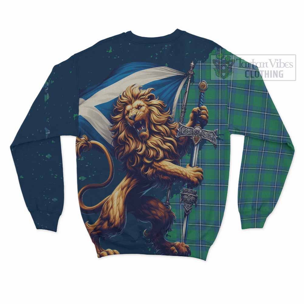 Tartan Vibes Clothing Irvine Tartan Family Crest Sweatshirt with Scottish Majestic Lion