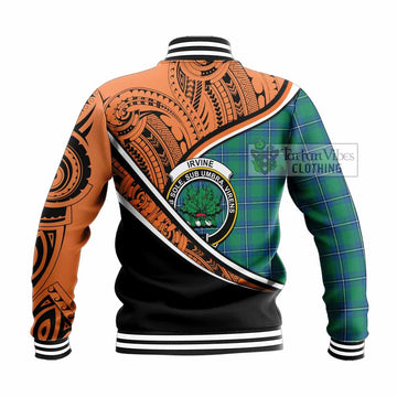 Irvine Crest Tartan Baseball Jacket with Polynesian Vibes Style - Orange Version