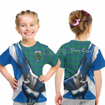 Irvine Tartan Kid T-Shirt with Family Crest Scotland Patriotic Style