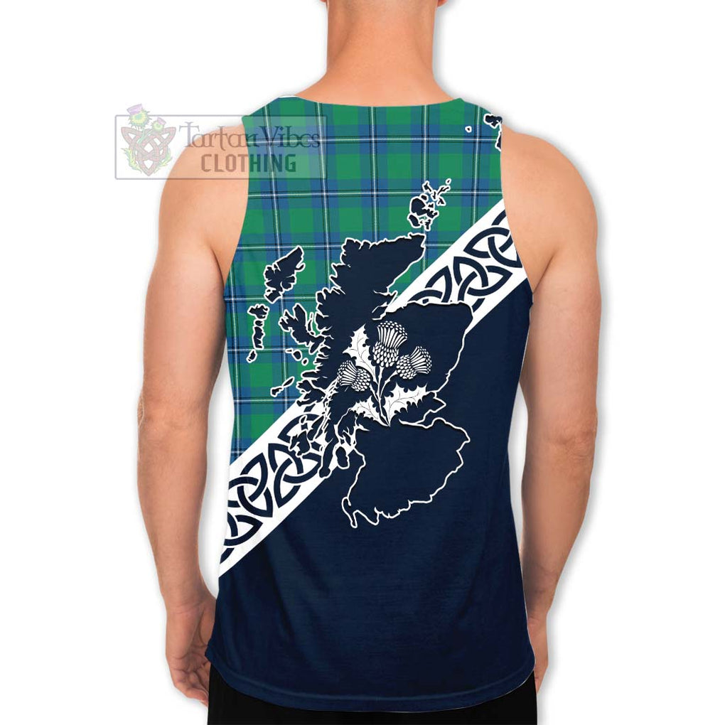 Tartan Vibes Clothing Irvine Tartan Men's Tank Top Featuring Thistle and Scotland Map