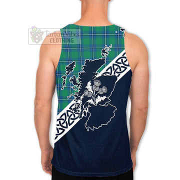 Irvine Tartan Men's Tank Top Featuring Thistle and Scotland Map