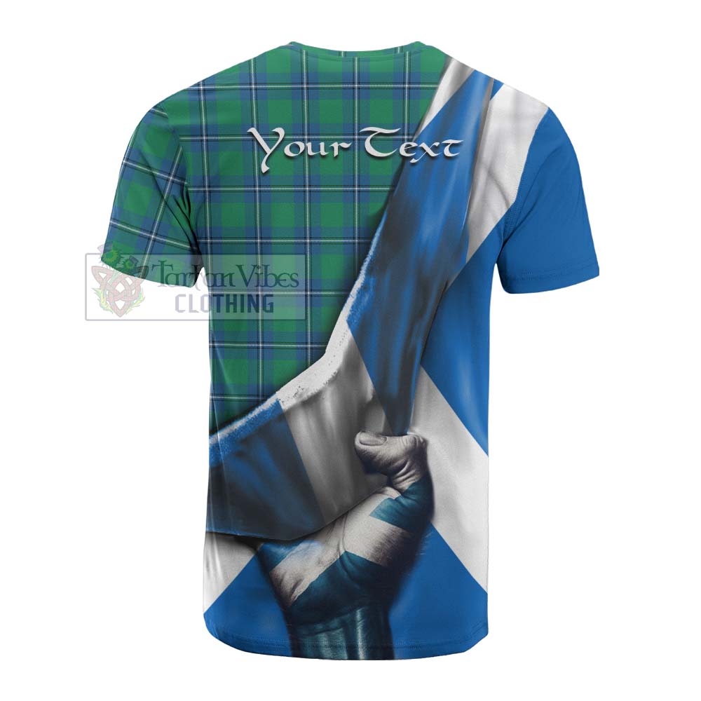 Tartan Vibes Clothing Irvine Tartan Cotton T-shirt with Family Crest Scotland Patriotic Style