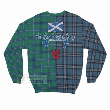 Irvine Tartan Sweatshirt Happy St. Andrew's Day Half Tartan Style