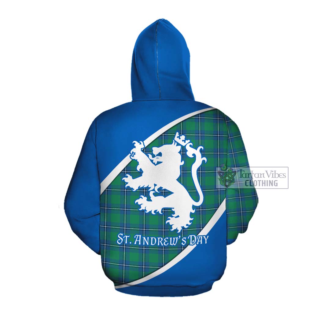 Tartan Vibes Clothing Irvine Family Crest Tartan Cotton Hoodie Celebrate Saint Andrew's Day in Style