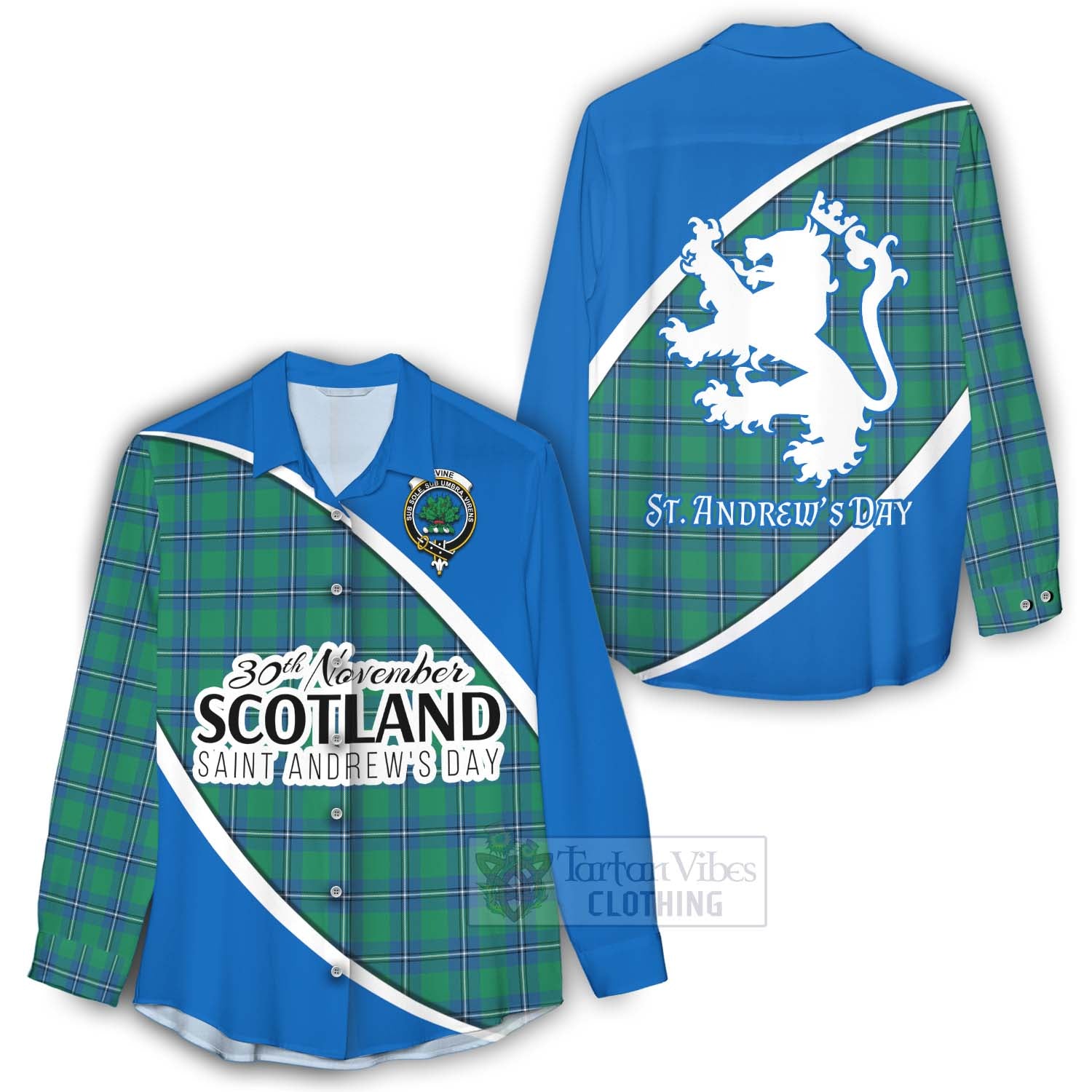 Tartan Vibes Clothing Irvine Family Crest Tartan Women's Casual Shirt Celebrate Saint Andrew's Day in Style