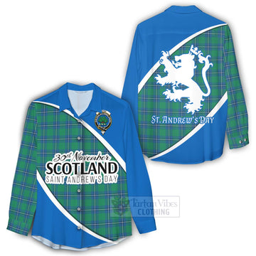 Irvine Family Crest Tartan Women's Casual Shirt Celebrate Saint Andrew's Day in Style