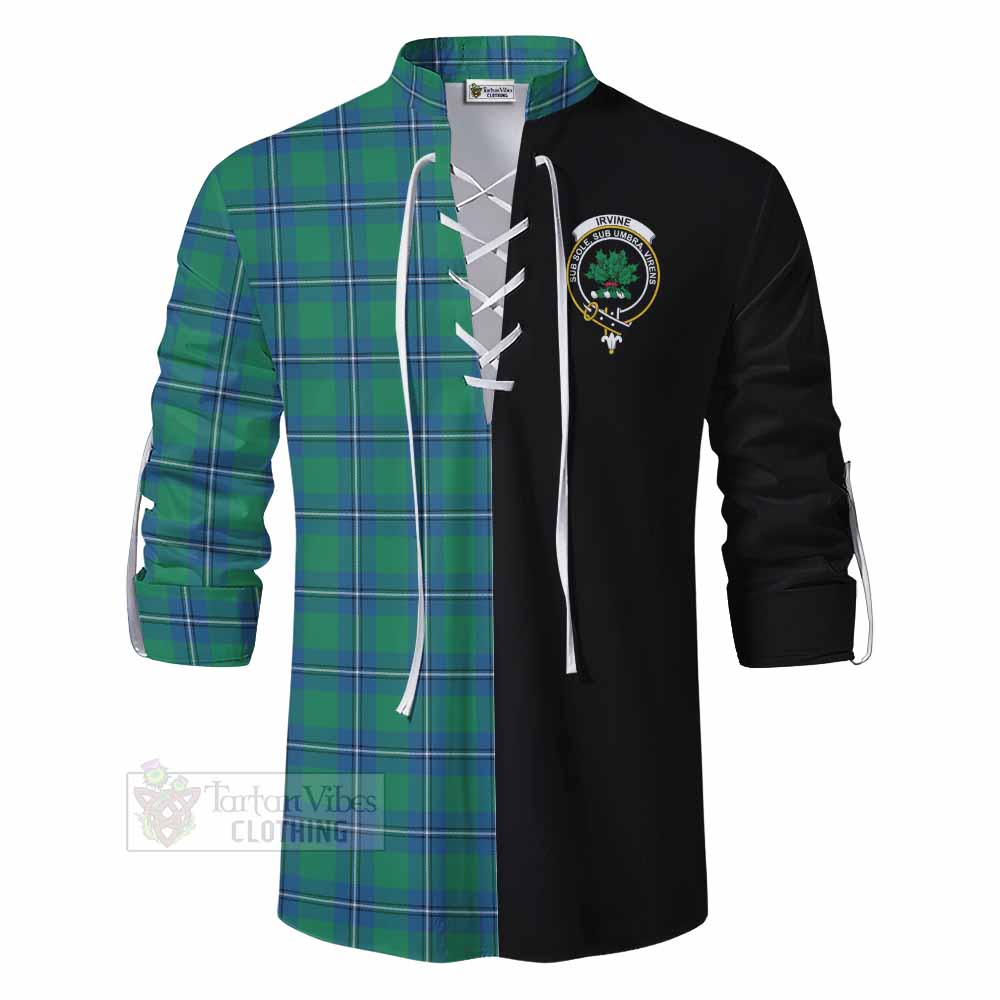 Tartan Vibes Clothing Irvine Tartan Ghillie Kilt Shirt with Family Crest and Half Of Me Style