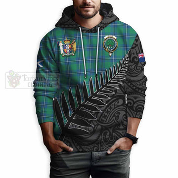 Irvine Crest Tartan Hoodie with New Zealand Silver Fern Half Style