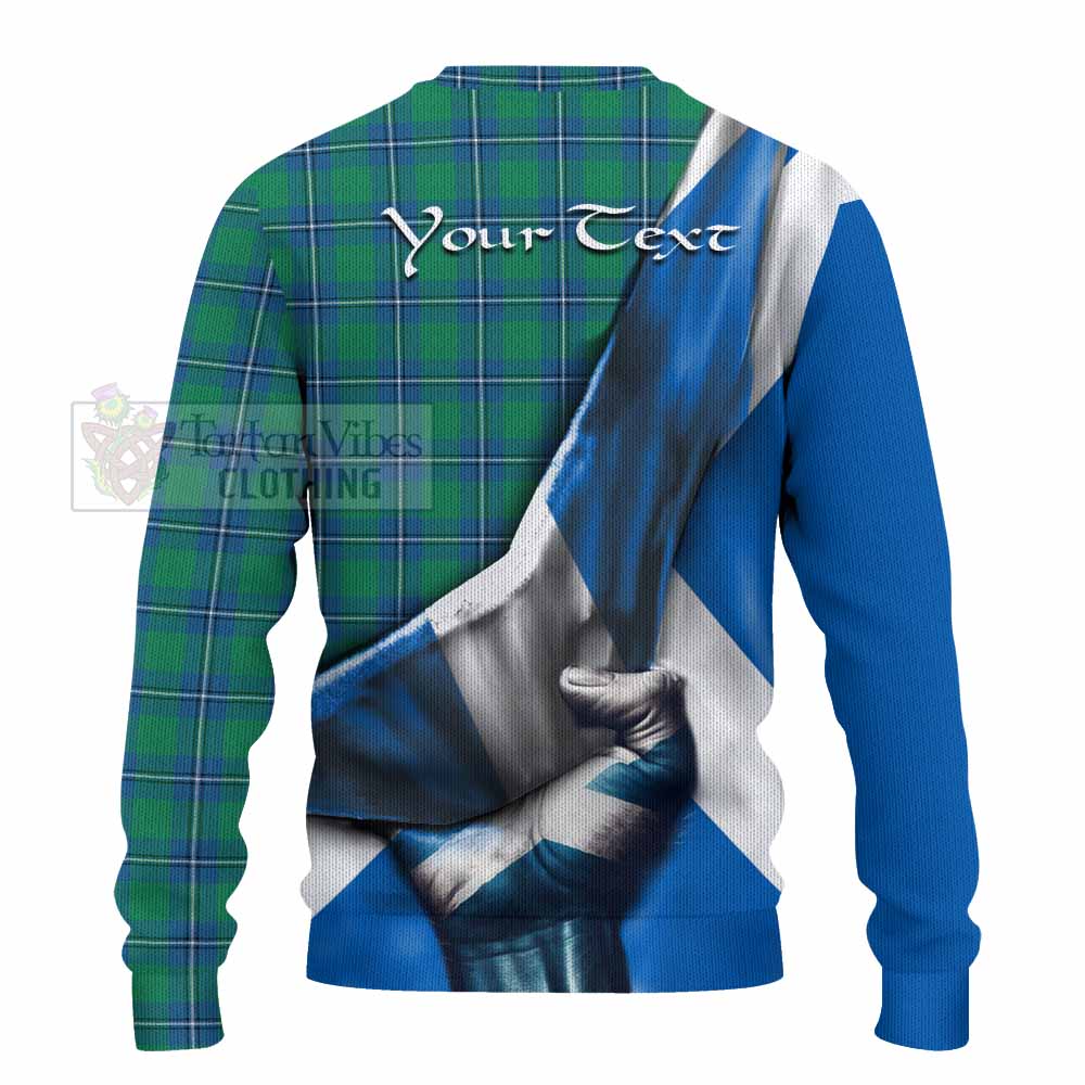 Tartan Vibes Clothing Irvine Tartan Knitted Sweater with Family Crest Scotland Patriotic Style