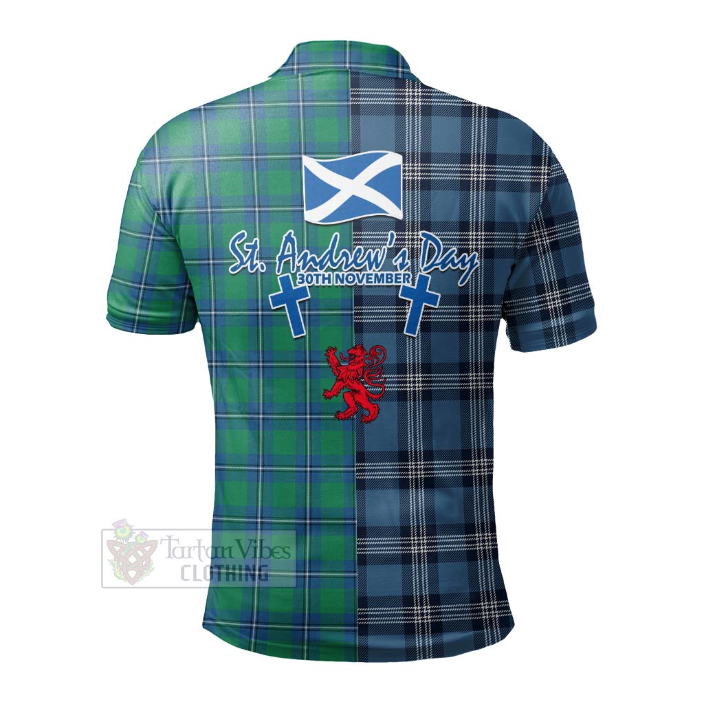 Tartan Vibes Clothing Irvine Tartan Polo Shirt Happy St. Andrew's Day Half Tartan Style