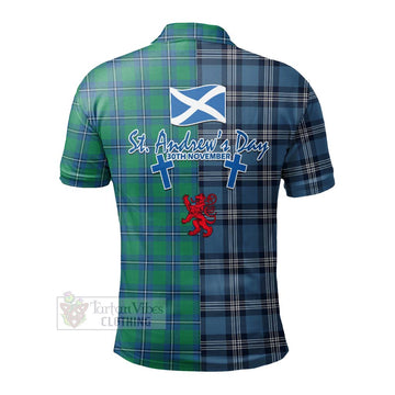 Irvine Tartan Polo Shirt Happy St. Andrew's Day Half Tartan Style