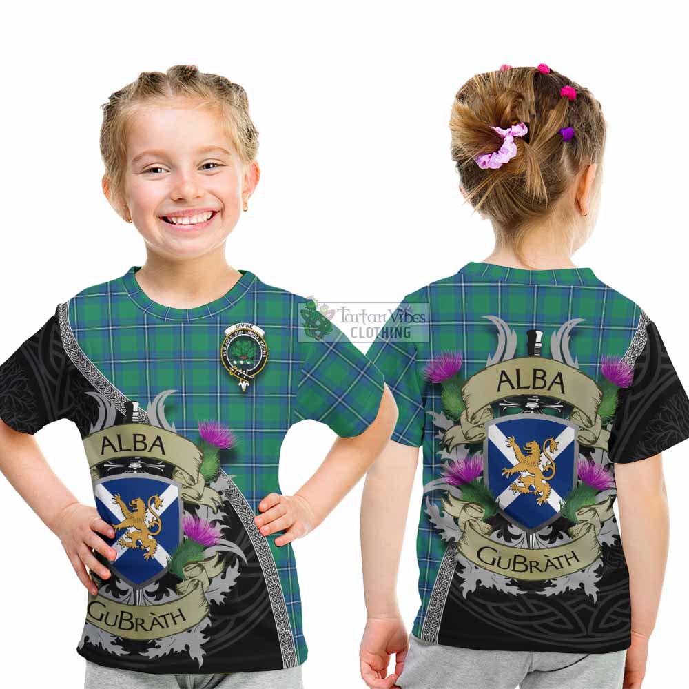 Irvine Tartan Family Crest Kid T-Shirt Lion Rampant Royal Thistle Shield Celtic Inspired - Tartan Vibes Clothing