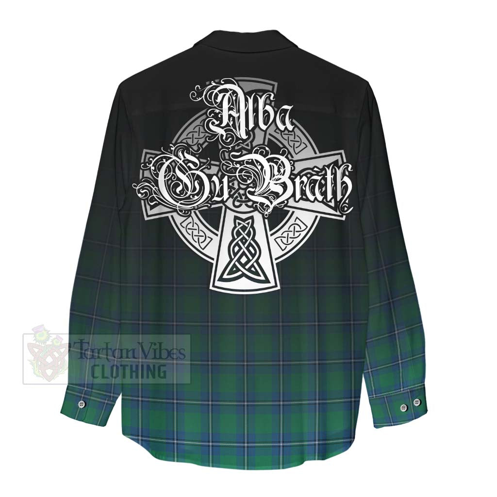 Tartan Vibes Clothing Irvine Tartan Women's Casual Shirt Featuring Alba Gu Brath Family Crest Celtic Inspired