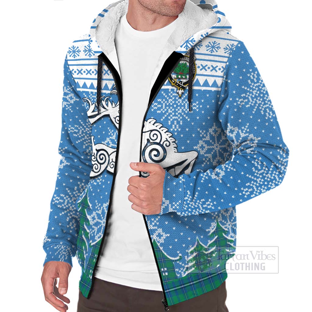 Tartan Vibes Clothing Irvine Clan Christmas Sherpa Hoodie Celtic Reindeer Style