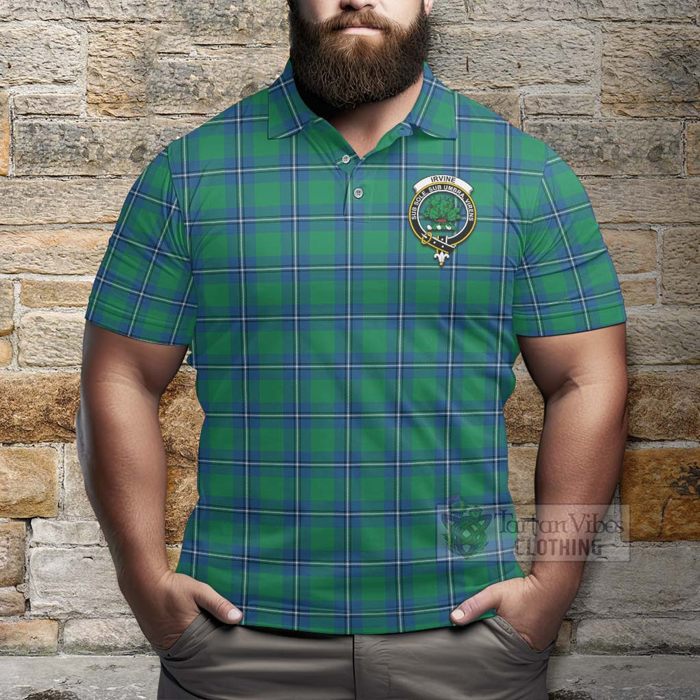 Tartan Vibes Clothing Irvine Tartan Polo Shirt with Family Crest Celtic Skull Style