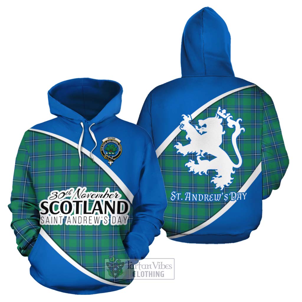 Tartan Vibes Clothing Irvine Family Crest Tartan Cotton Hoodie Celebrate Saint Andrew's Day in Style