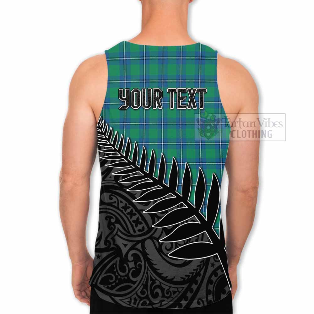 Tartan Vibes Clothing Irvine Crest Tartan Men's Tank Top with New Zealand Silver Fern Half Style