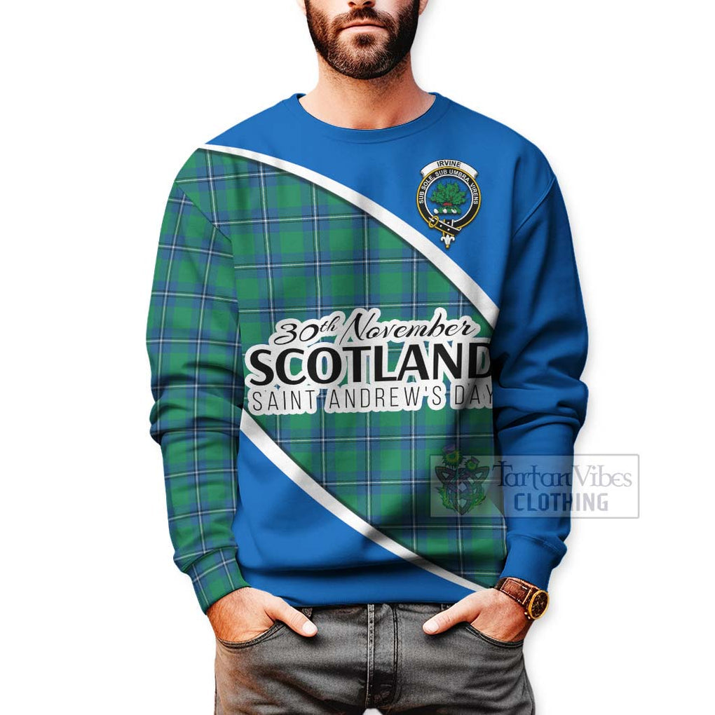 Tartan Vibes Clothing Irvine Family Crest Tartan Sweatshirt Celebrate Saint Andrew's Day in Style