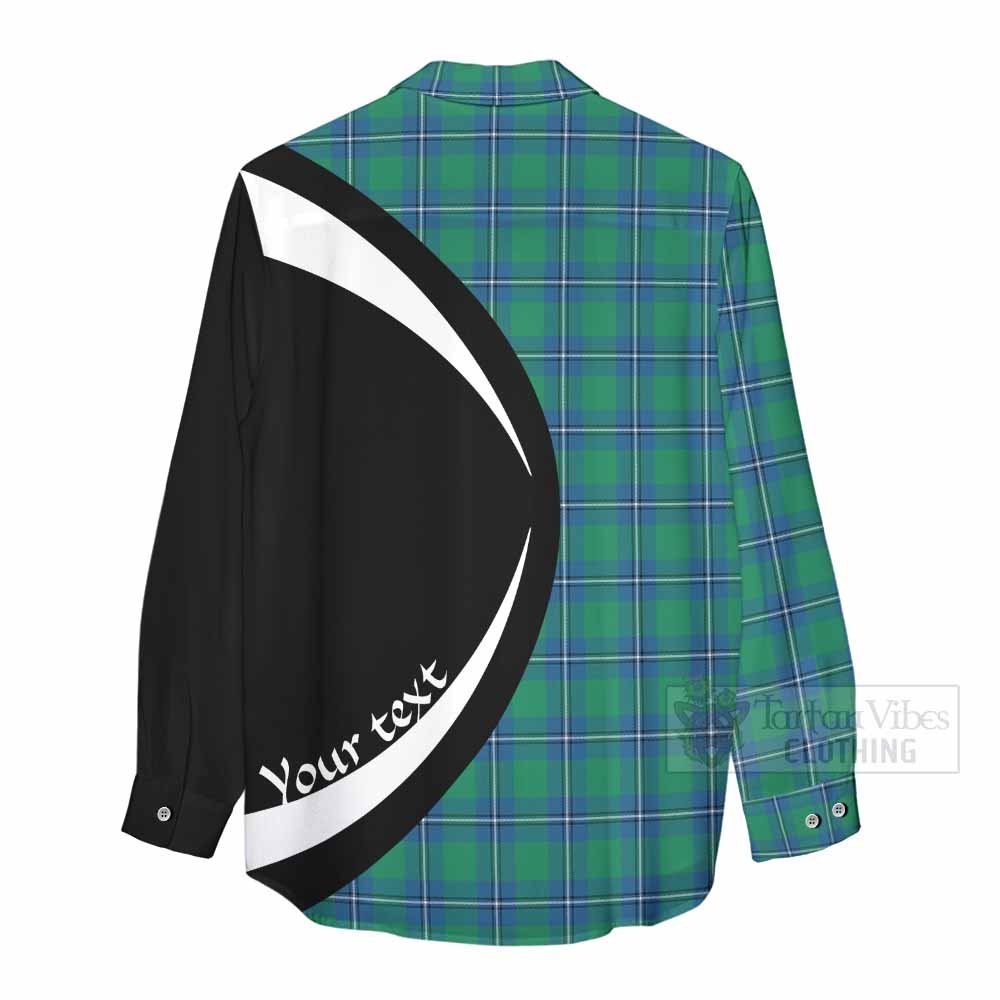 Tartan Vibes Clothing Irvine Tartan Women's Casual Shirt with Family Crest Circle Style