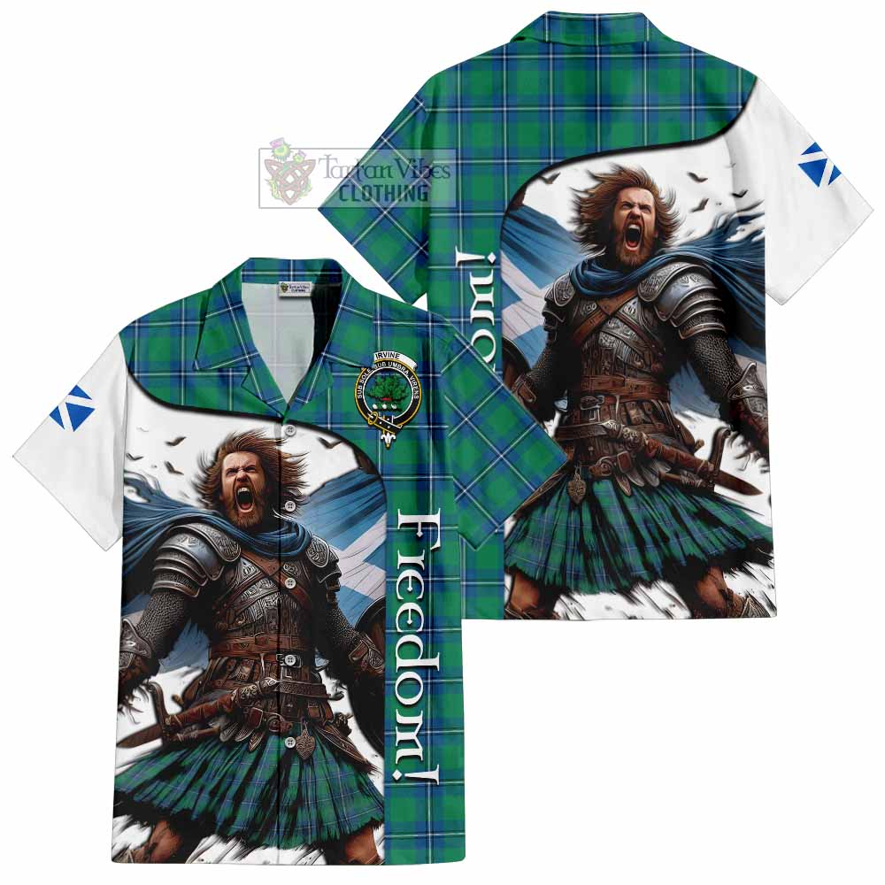 Tartan Vibes Clothing Irvine Crest Tartan Short Sleeve Button Shirt Inspired by the Freedom of Scottish Warrior