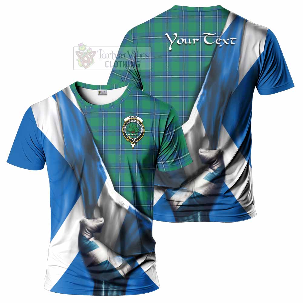 Tartan Vibes Clothing Irvine Tartan T-Shirt with Family Crest Scotland Patriotic Style