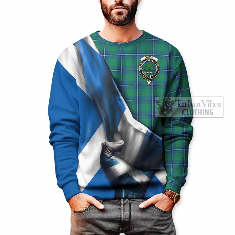 Tartan Vibes Clothing Irvine Tartan Sweatshirt with Family Crest Scotland Patriotic Style