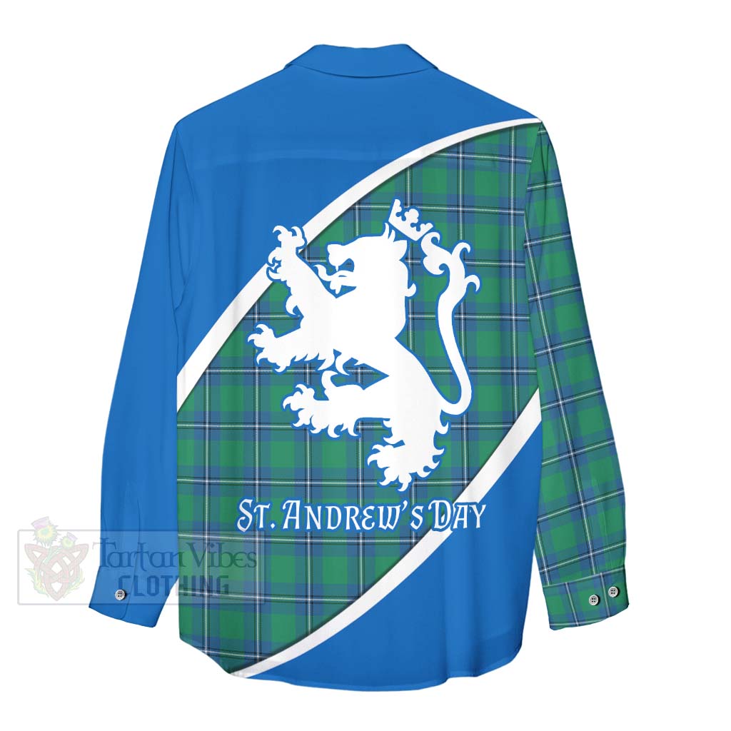 Tartan Vibes Clothing Irvine Family Crest Tartan Women's Casual Shirt Celebrate Saint Andrew's Day in Style