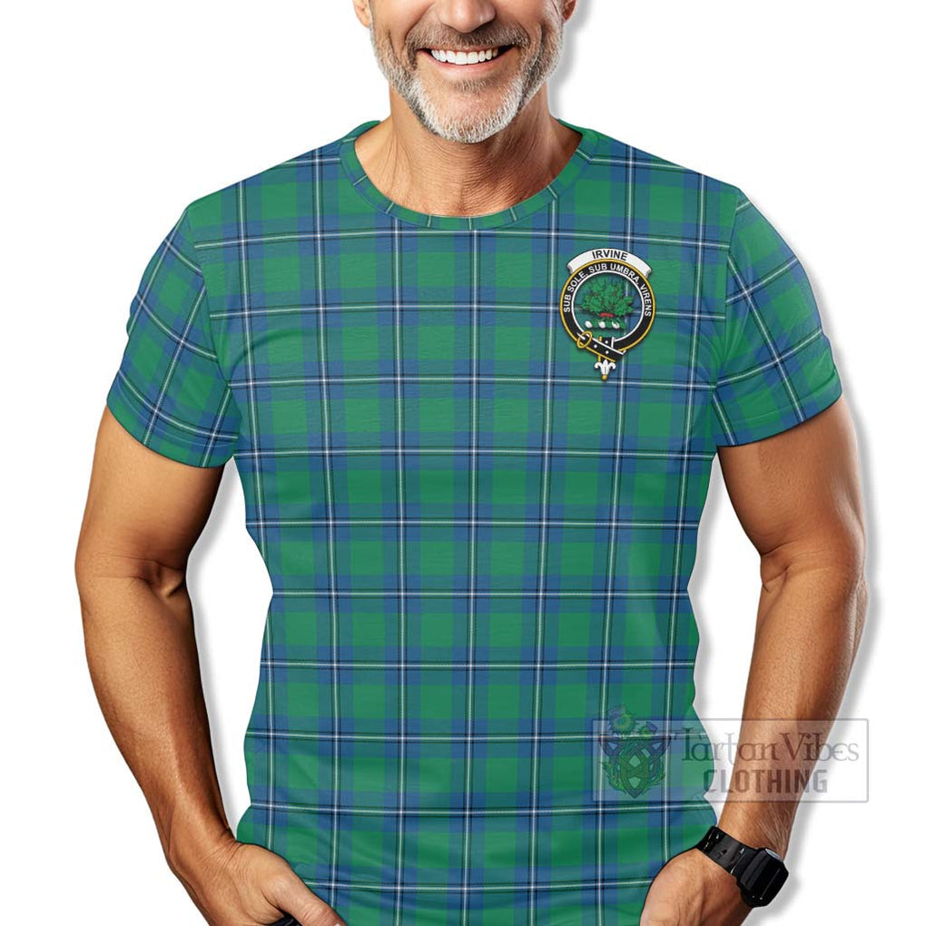 Tartan Vibes Clothing Irvine Tartan T-Shirt with Family Crest Celtic Skull Style