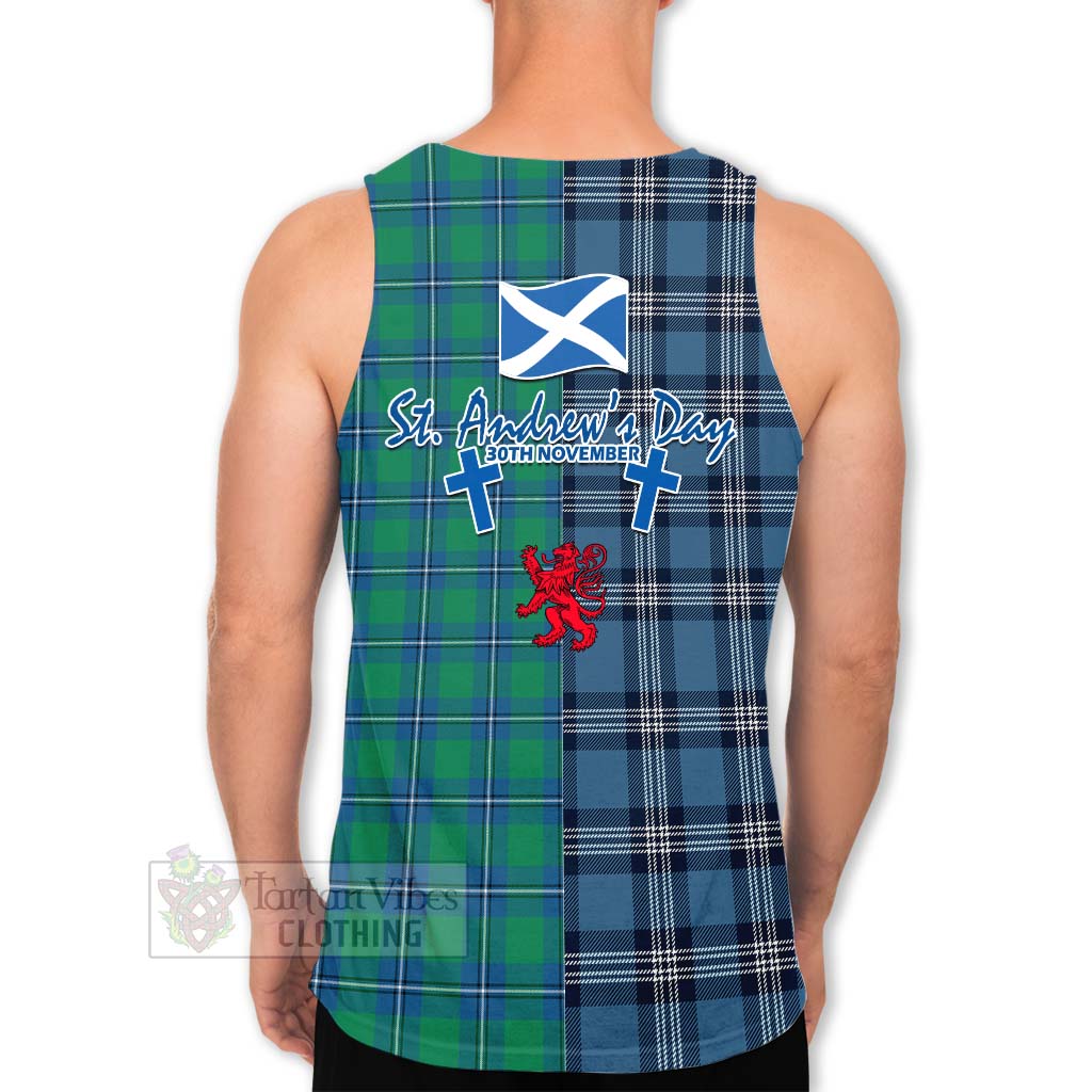 Tartan Vibes Clothing Irvine Tartan Men's Tank Top Happy St. Andrew's Day Half Tartan Style