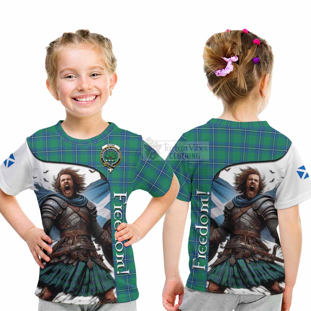 Tartan Vibes Clothing Irvine Crest Tartan Kid T-Shirt Inspired by the Freedom of Scottish Warrior