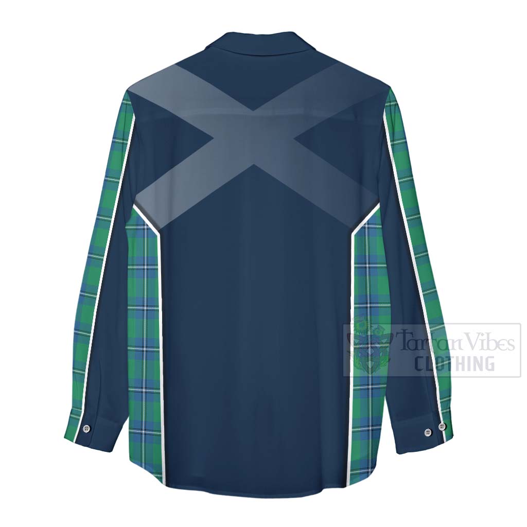 Tartan Vibes Clothing Irvine Tartan Women's Casual Shirt with Family Crest and Scottish Thistle Vibes Sport Style