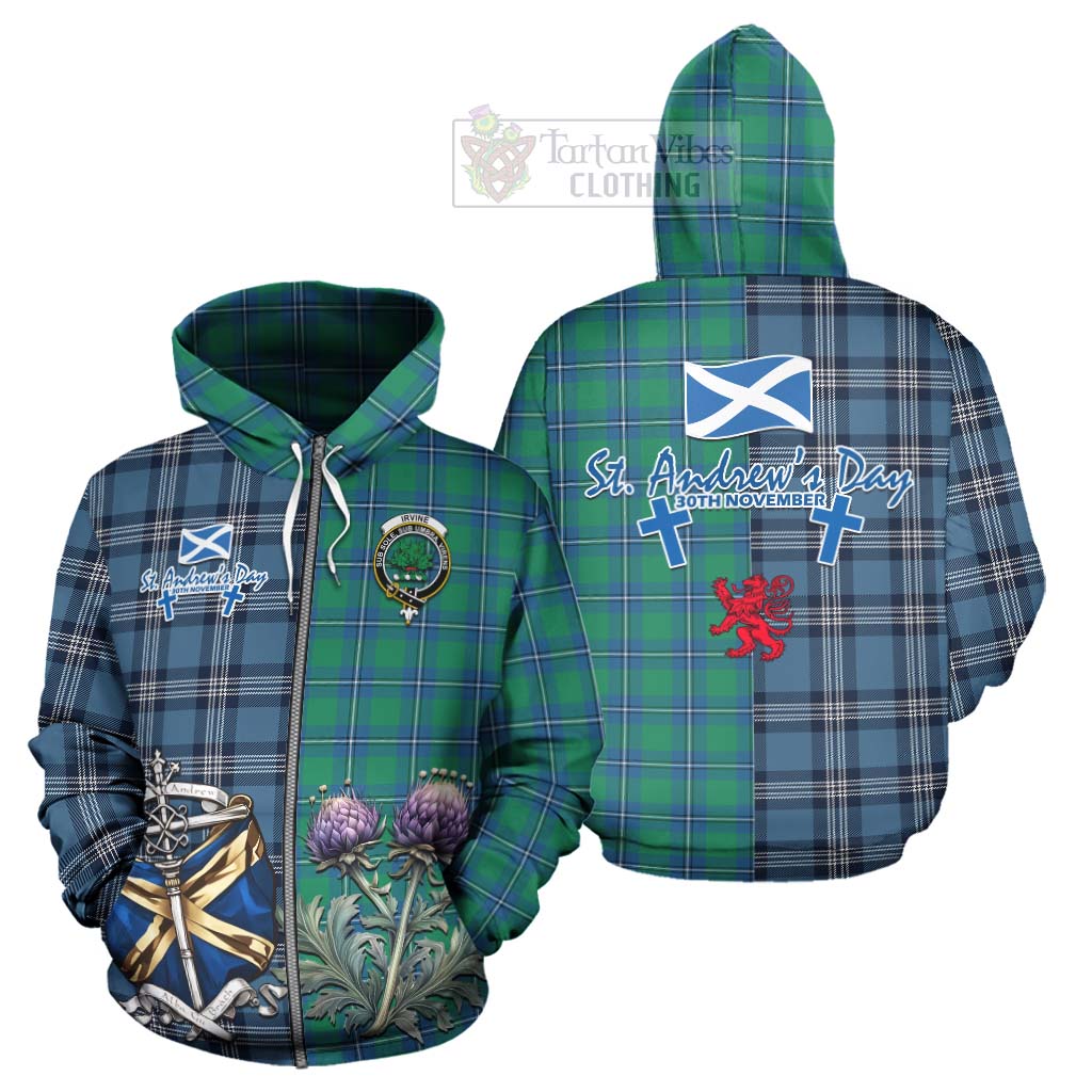 Tartan Vibes Clothing Irvine Tartan Hoodie Happy St. Andrew's Day Half Tartan Style