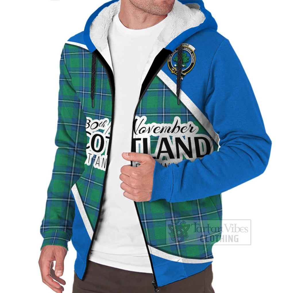 Tartan Vibes Clothing Irvine Family Crest Tartan Sherpa Hoodie Celebrate Saint Andrew's Day in Style