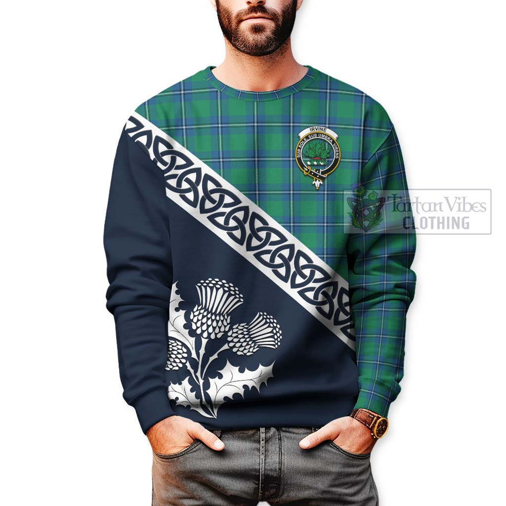 Tartan Vibes Clothing Irvine Tartan Sweatshirt Featuring Thistle and Scotland Map