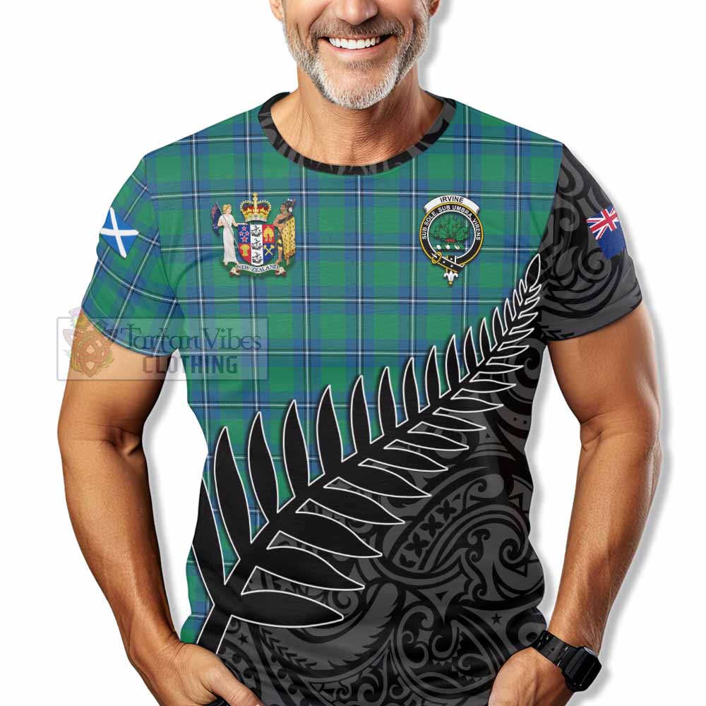 Tartan Vibes Clothing Irvine Crest Tartan T-Shirt with New Zealand Silver Fern Half Style