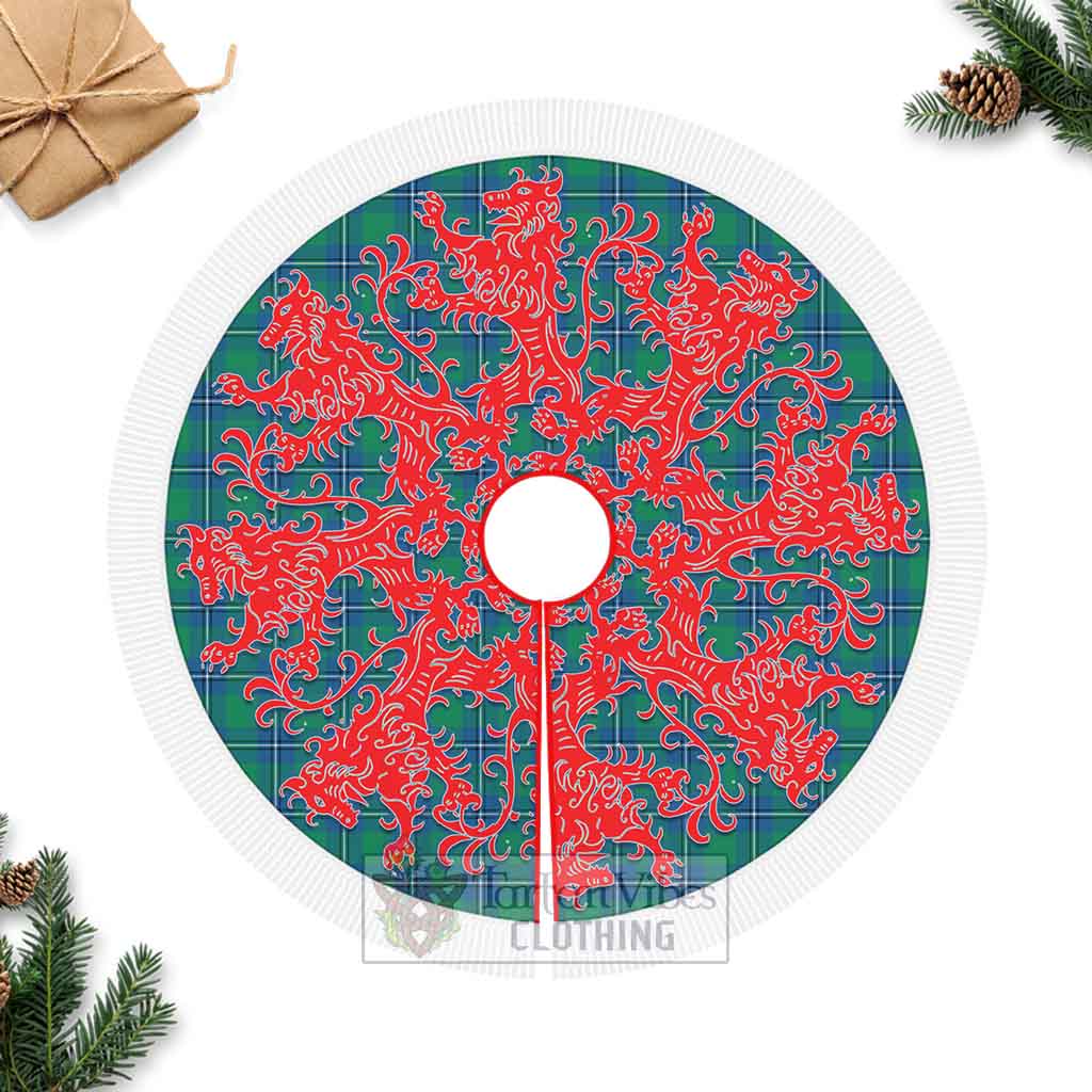 Irvine Tartan Christmas Tree Skirt Lion Rampant Style Fringed Tree Skirts - Tartan Vibes Clothing