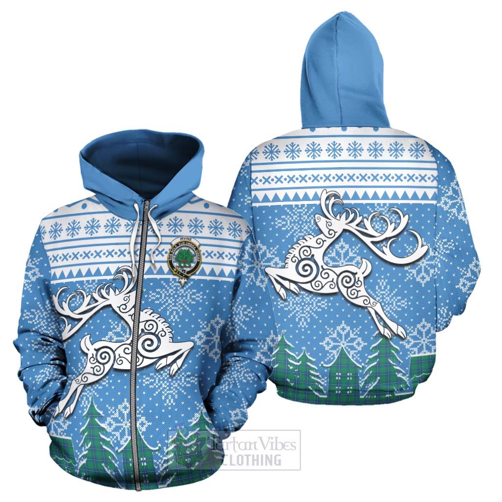 Tartan Vibes Clothing Irvine Clan Christmas Hoodie Celtic Reindeer Style