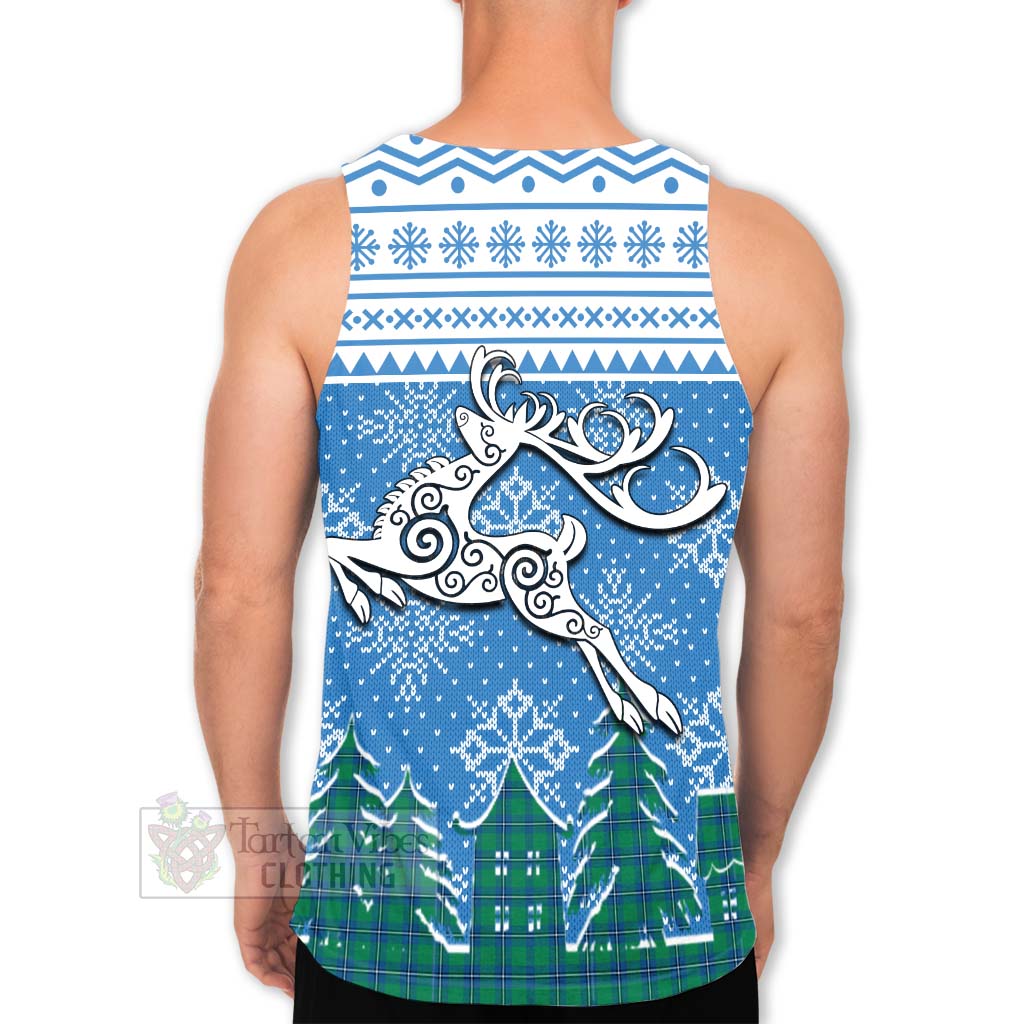 Tartan Vibes Clothing Irvine Clan Christmas Men's Tank Top Celtic Reindeer Style