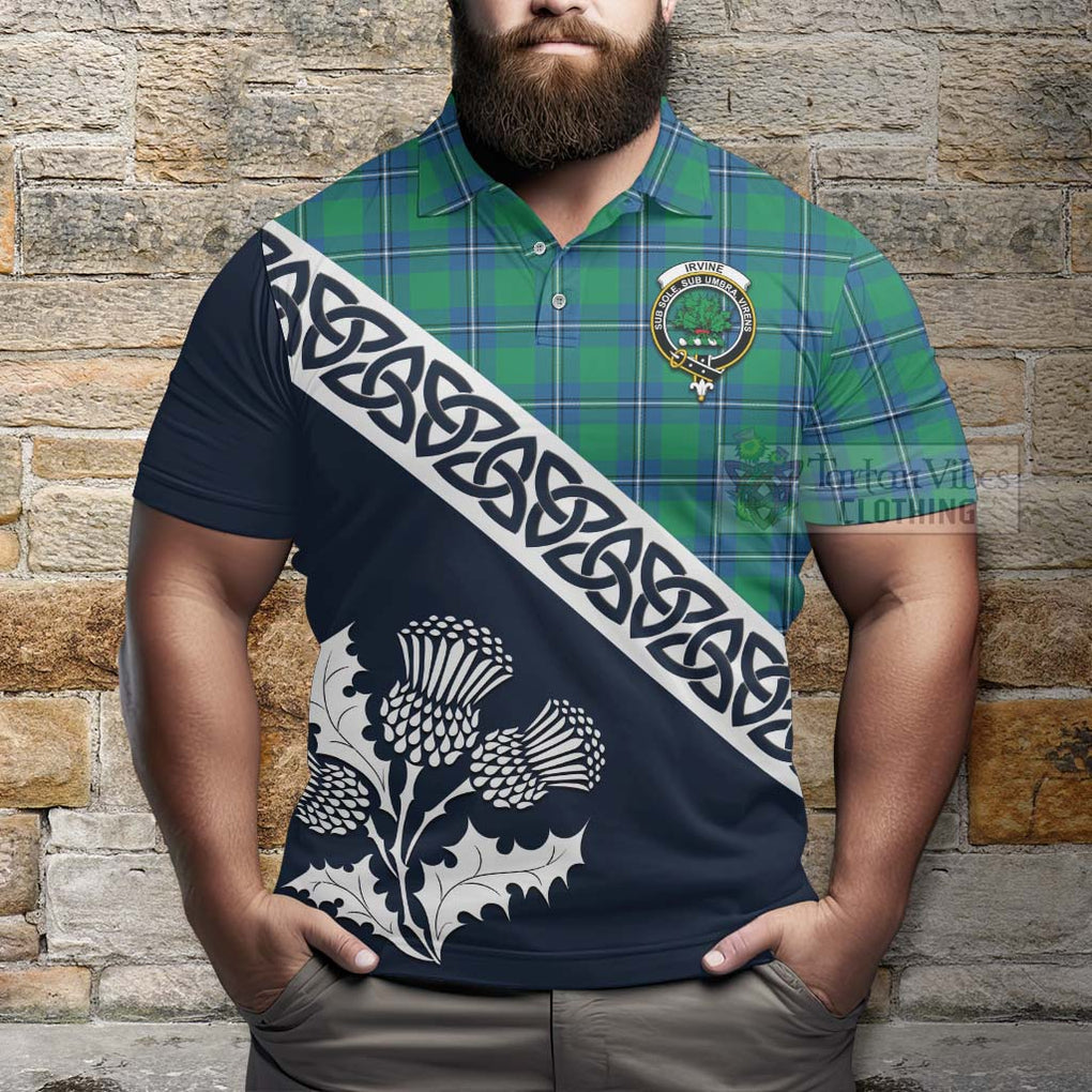 Irvine Tartan Polo Shirt Featuring Thistle and Scotland Map