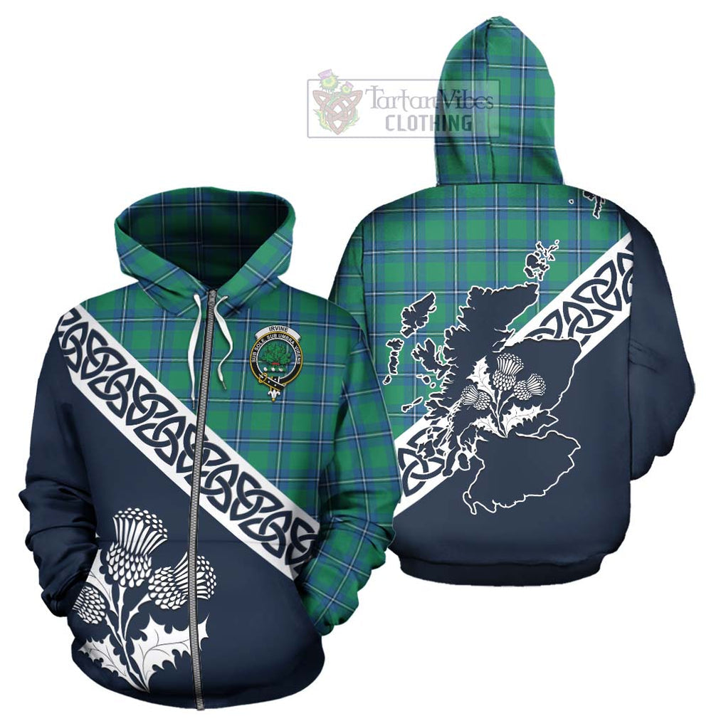 Tartan Vibes Clothing Irvine Tartan Hoodie Featuring Thistle and Scotland Map