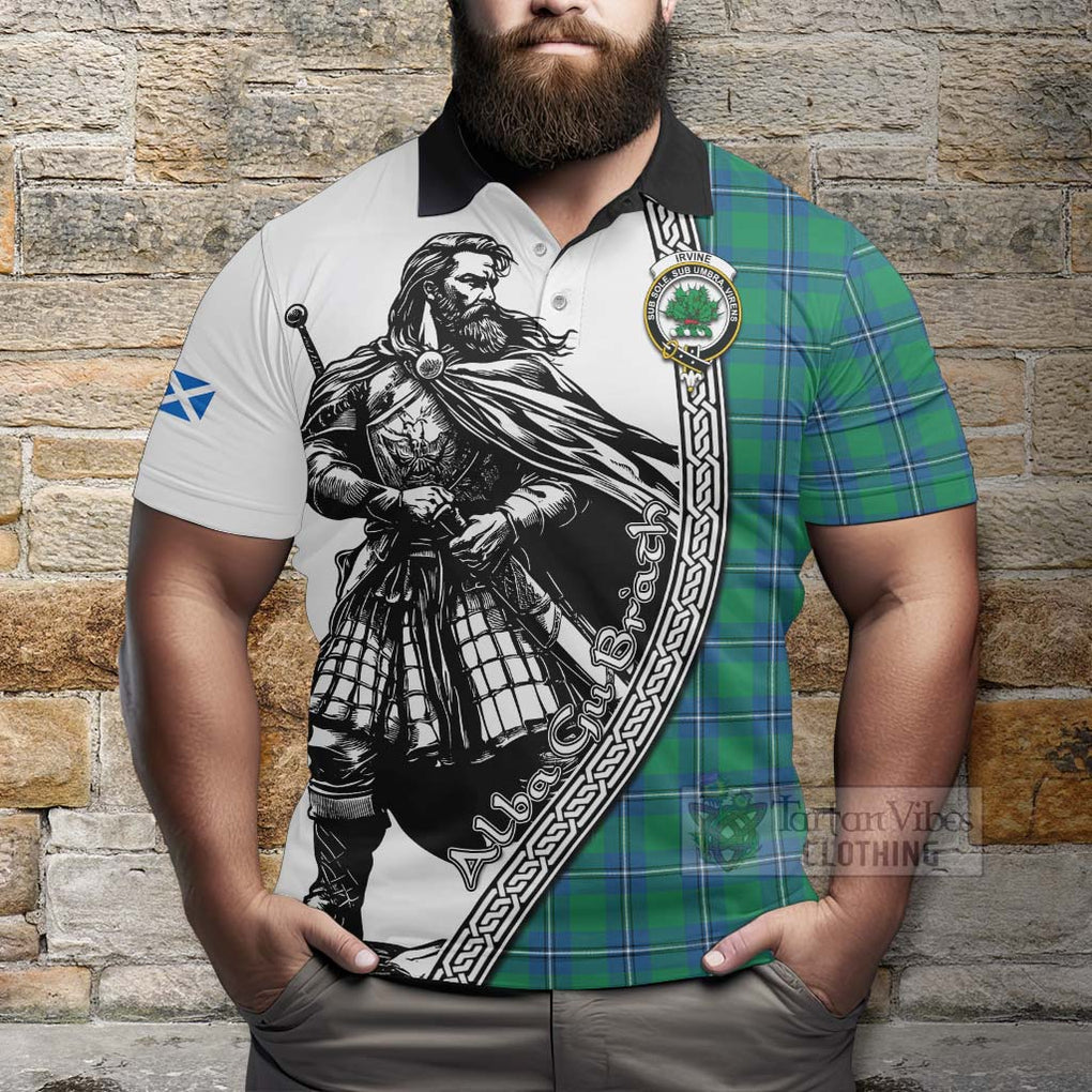 Tartan Vibes Clothing Irvine Tartan Clan Crest Polo Shirt with Highlander Warrior Celtic Style