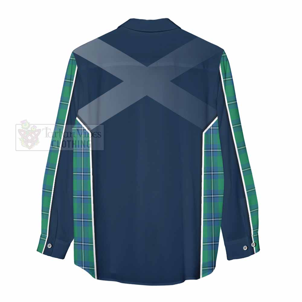 Tartan Vibes Clothing Irvine Tartan Women's Casual Shirt with Family Crest and Lion Rampant Vibes Sport Style