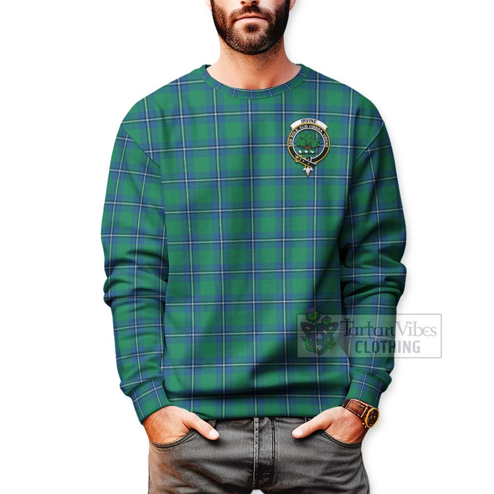 Tartan Vibes Clothing Irvine Tartan Sweatshirt with Family Crest Celtic Skull Style