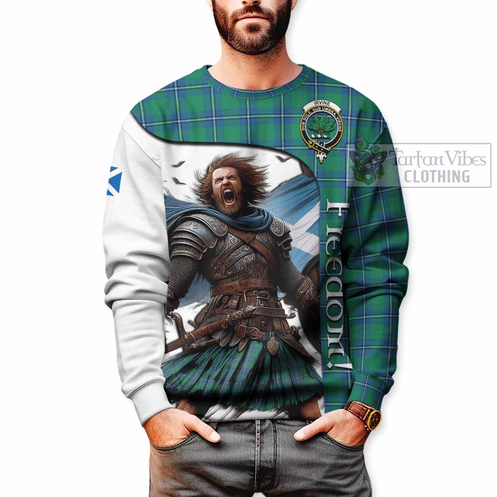 Tartan Vibes Clothing Irvine Crest Tartan Sweatshirt Inspired by the Freedom of Scottish Warrior