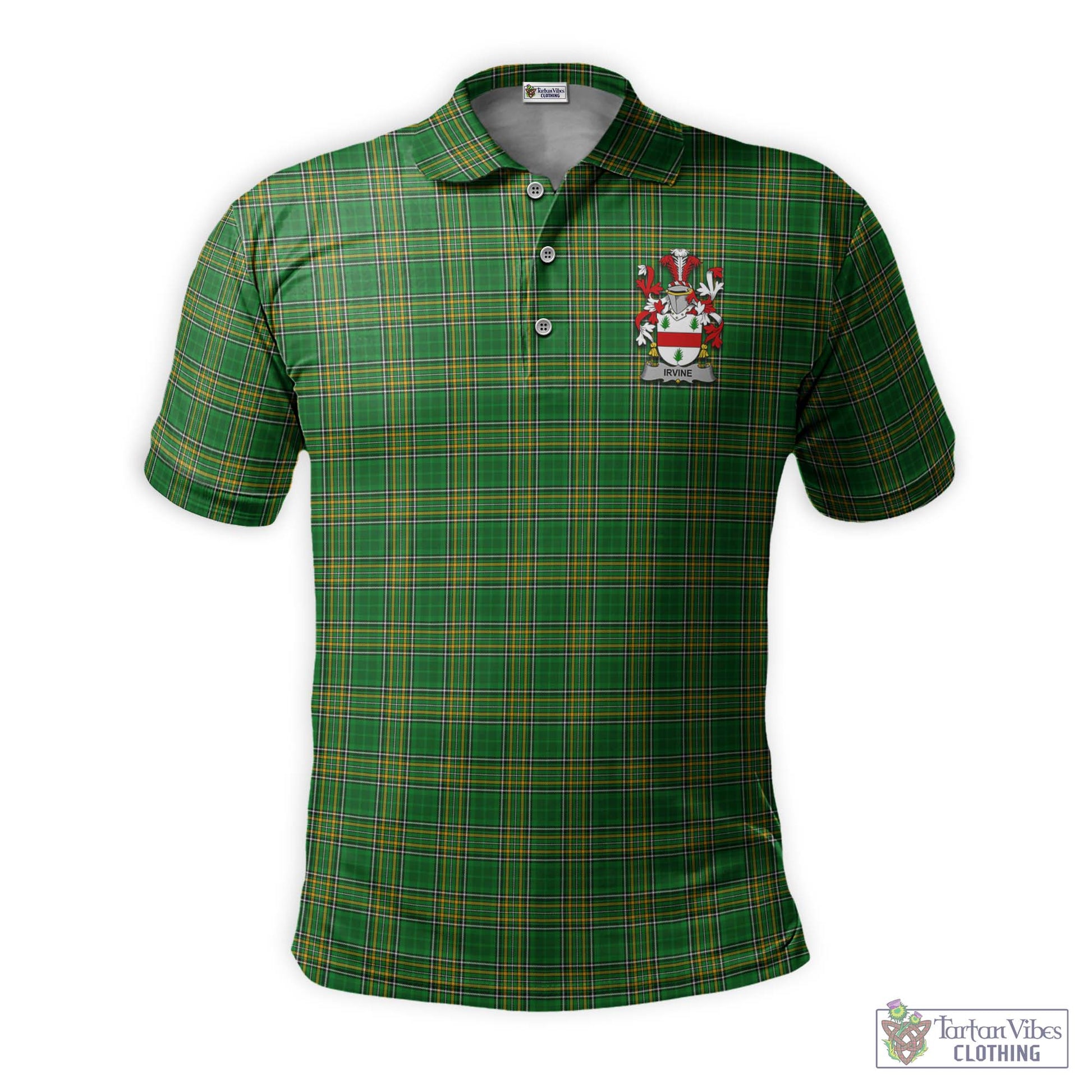 Irvine Irish Clan Tartan Men's Polo Shirt with Coat of Arms - Tartan Vibes Clothing