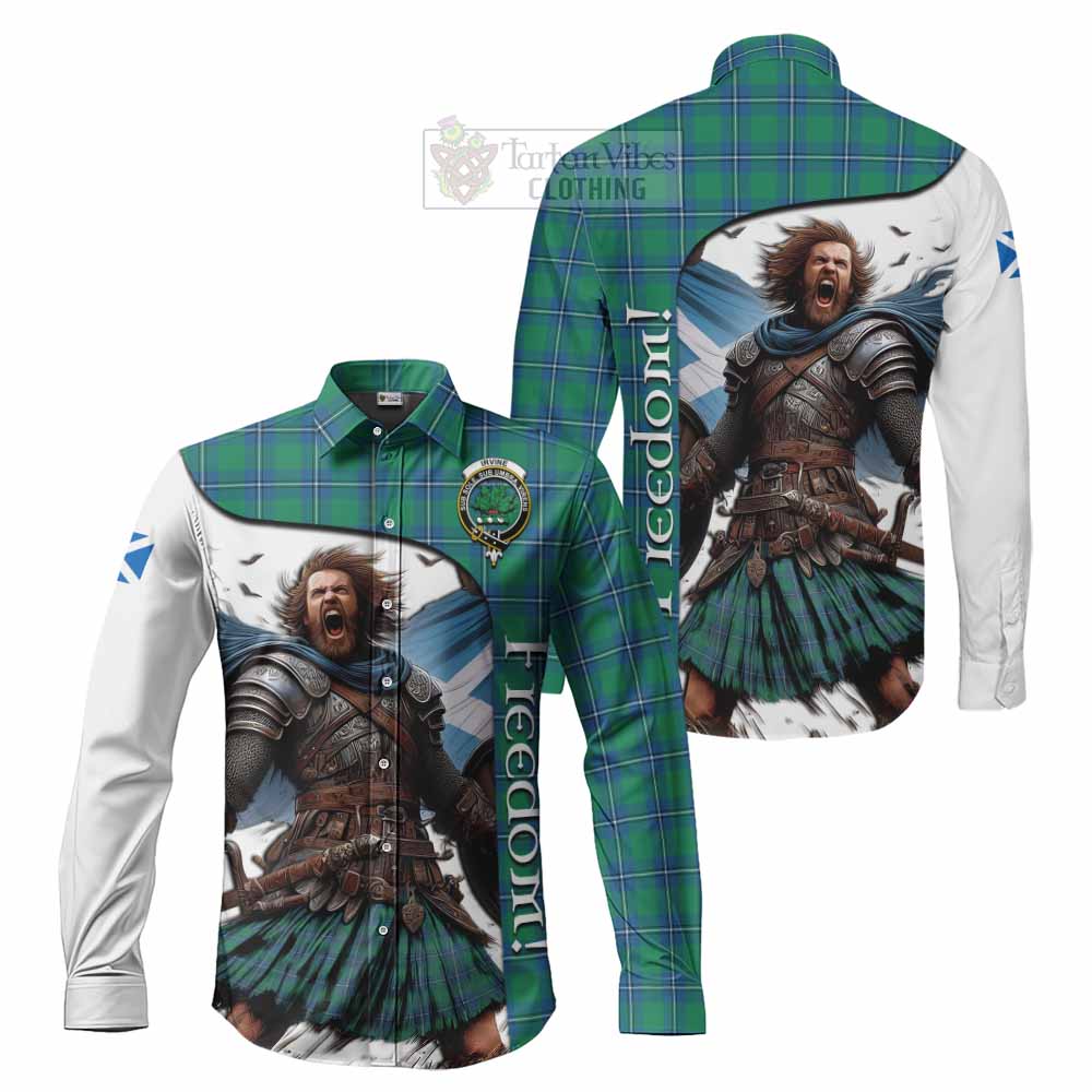 Tartan Vibes Clothing Irvine Crest Tartan Long Sleeve Button Shirt Inspired by the Freedom of Scottish Warrior