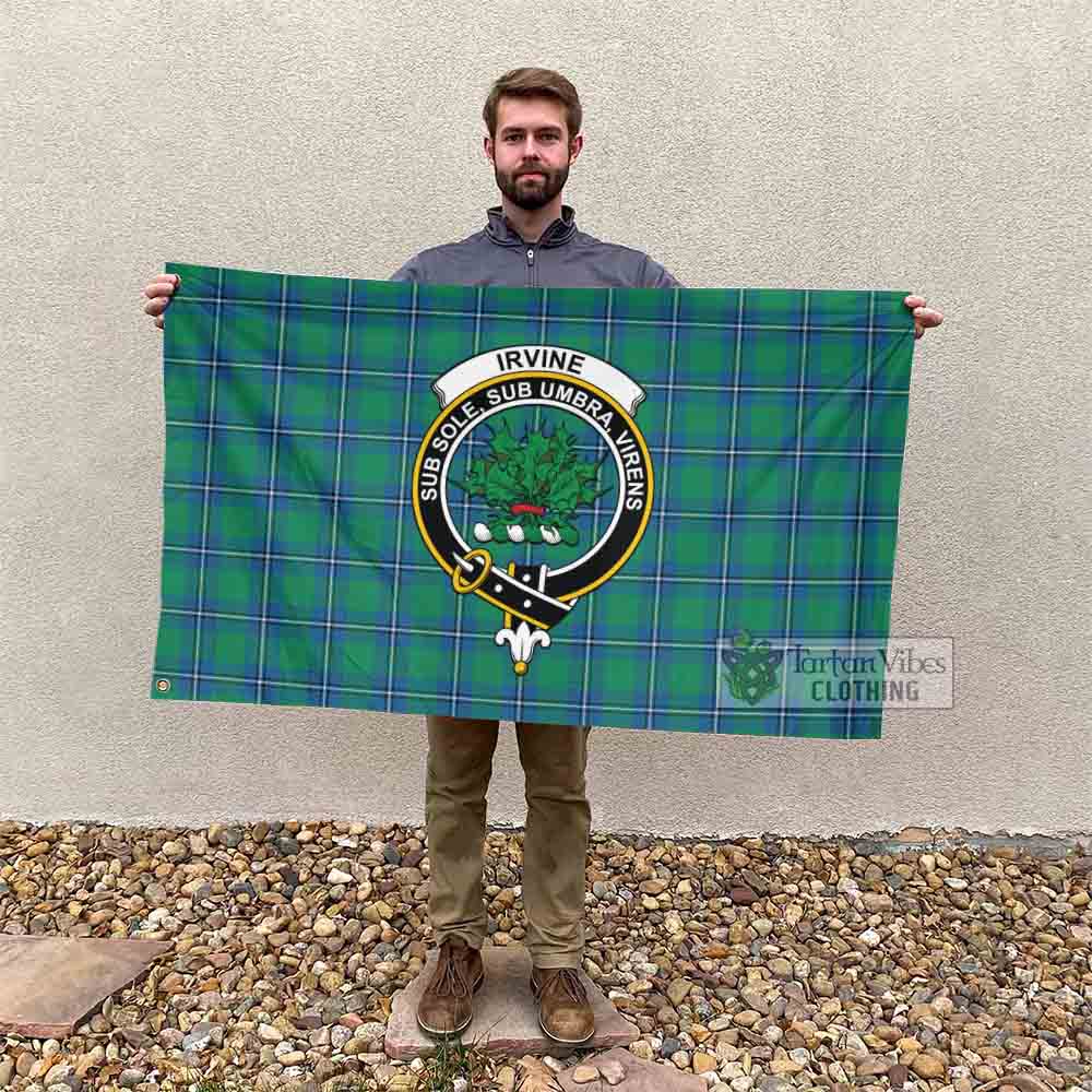 Tartan Vibes Clothing Irvine Tartan House Flag with Family Crest