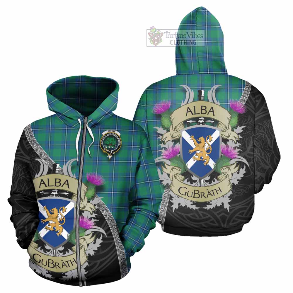 Irvine Tartan Family Crest Hoodie Lion Rampant Royal Thistle Shield Celtic Inspired Zip Hoodie - Tartan Vibes Clothing